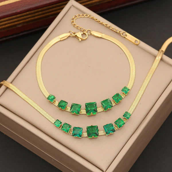 Fashion Quadrilateral Geometric Stainless Steel Electroplating Necklaces