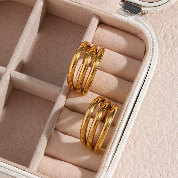 Fashion Stripe Geometric Stainless Steel 18K Gold Plated Earrings