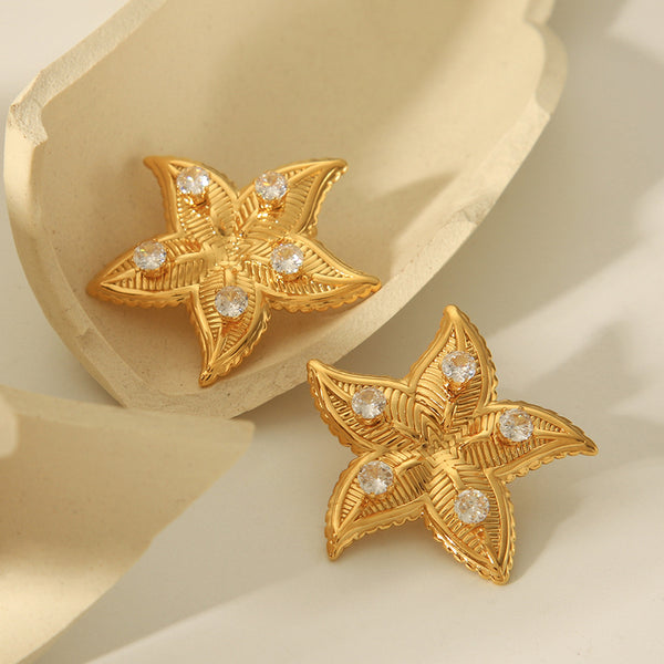 IG Style Starfish Geometric Stainless Steel Electroplating Earrings