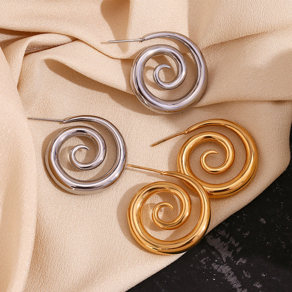 Fashion Circle Geometric Stainless Steel 18K Gold Plated Earrings