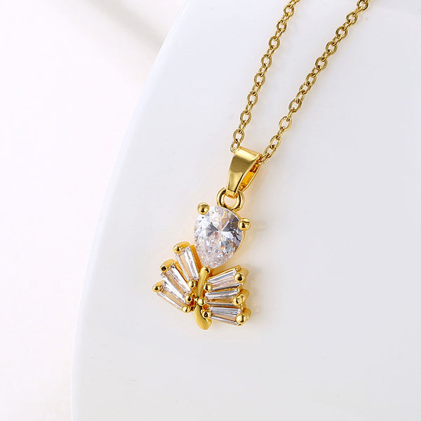 Women Minimalist Geometric Metal Leaf Stainless Steel Electroplating Necklaces