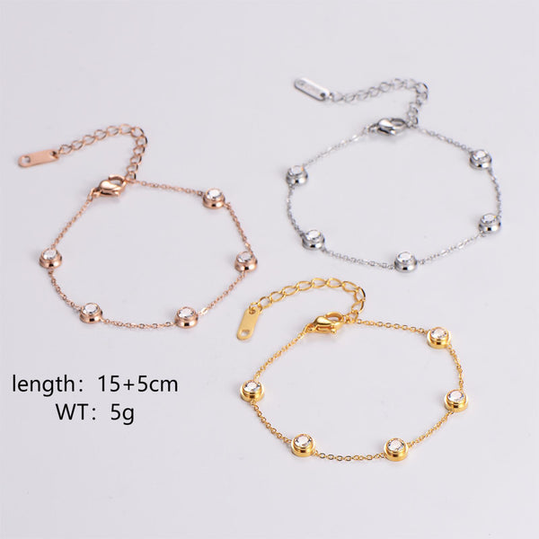 Women IG Style Tennis / Diamond Line Geometric Stainless Steel Electroplating Bracelets