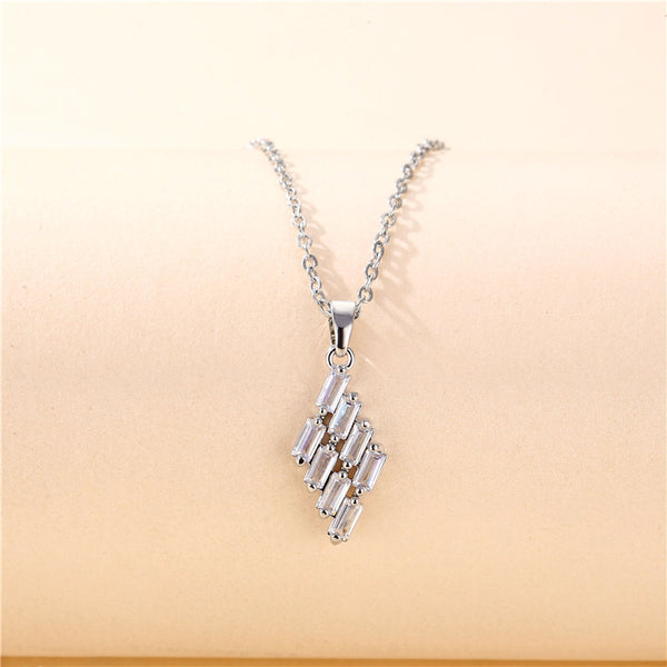 Natural Tennis / Diamond Line Geometric Titanium Steel Diamond Inlay Necklaces