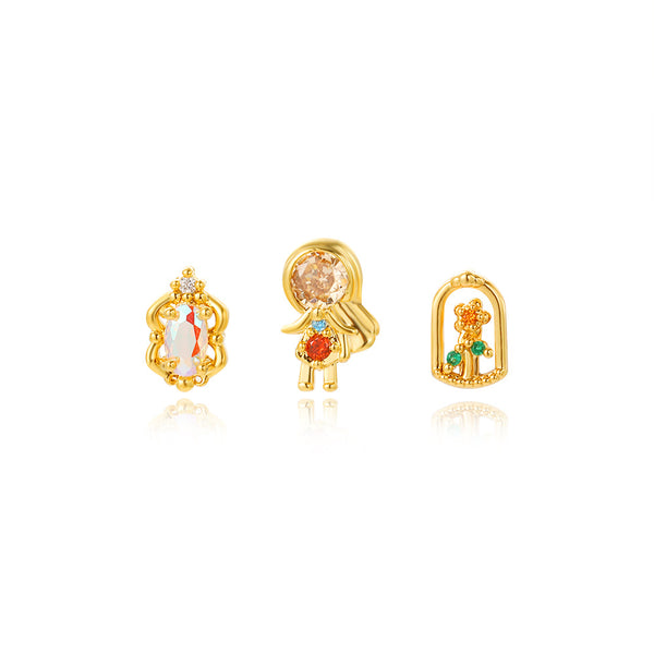 Cartoon Cartoon Zircon Zircon Inlay Earrings