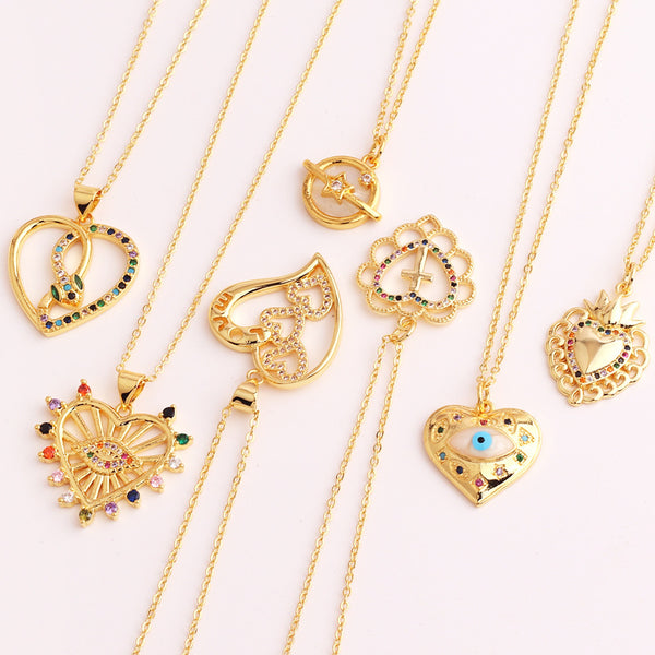 Fashion Women Heart Copper Electroplating Necklaces