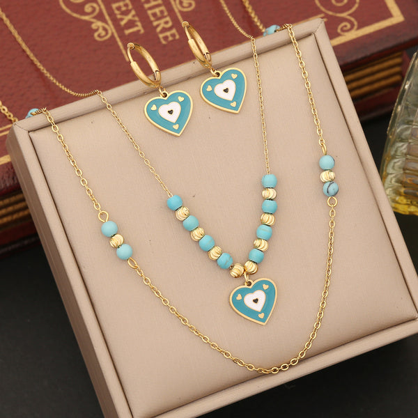 Fashion Heart Stainless Steel Electroplating Necklaces