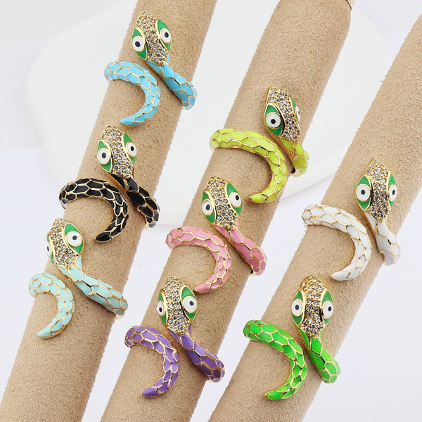 Women Metal Animal Chinese Zodiac Animal Copper Oil Dripping Rings