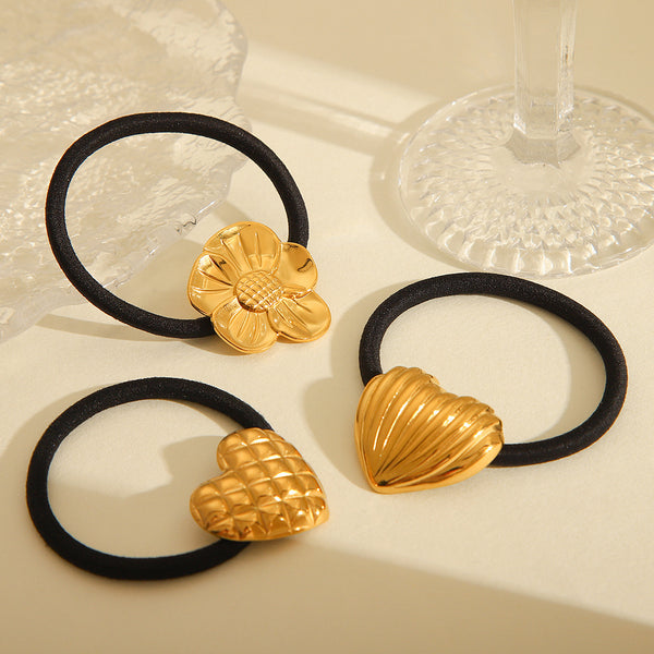 IG Style Heart Argyle Stainless Steel Electroplating Hair Ties