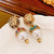 Medieval Zodiac Sign Chinese Zodiac Animal Alloy Pearl Inlay Earrings