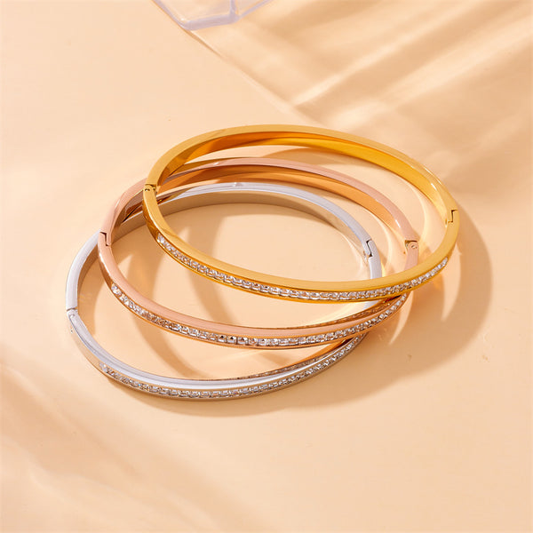 Fashion Round Stainless Steel Electroplating Bangles