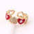 IG Style Women Diamond Metal Heart Copper Electroplating Rings