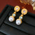 Luxurious Round Ellipse Geometric Artificial Pearl Electroplating Earrings