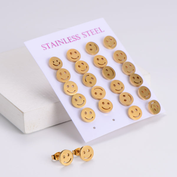 Women Minimalist Geometric Metal Doll Stainless Steel Stud Earrings