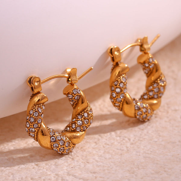 Fashion Circle Geometric Stainless Steel 18K Gold Plated Earrings