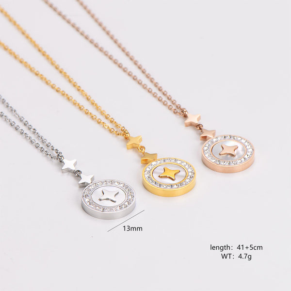 Natural Circle Stainless Steel Electroplating Necklaces