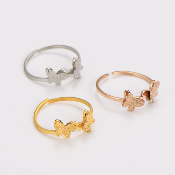 Butterfly Minimalist Round Bowknot Stainless Steel Electroplating Rings