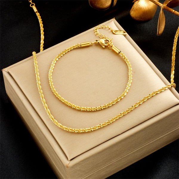 Fashion Women Chain Titanium Steel Electroplating Jewelry Sets