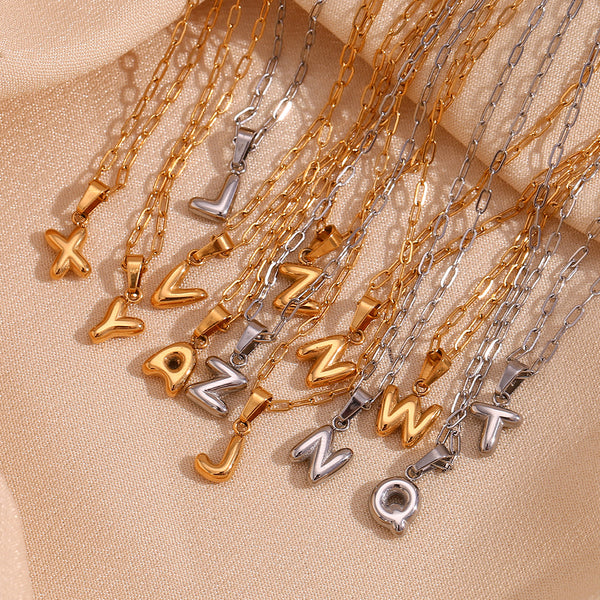 Minimalist Letter Geometric Stainless Steel 18K Gold Plated Necklaces