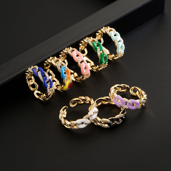 IG Style Women Geometric Copper Inlay Rings