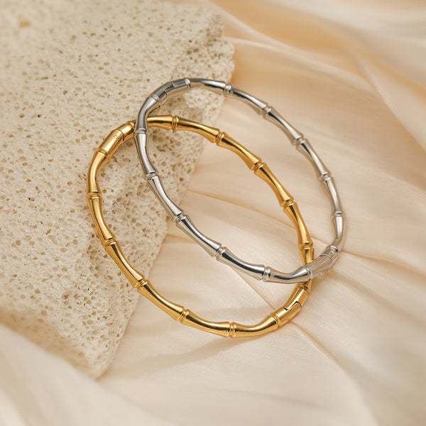 Irregular Titanium Steel Inlay Bangles