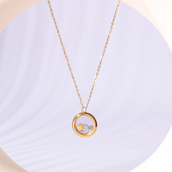 IG Style Moon Circle Star Geometric Stainless Steel Electroplating Necklaces