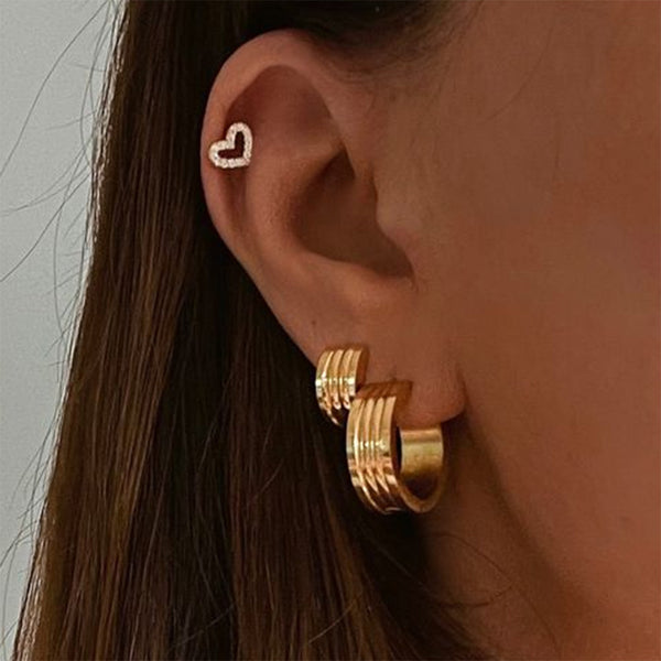 IG Style Geometric Stainless Steel 18K Gold Plated Earrings