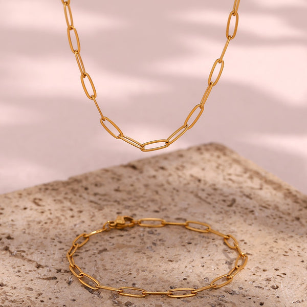 Minimalist Paperclip Geometric Stainless Steel 18K Gold Plated Necklaces