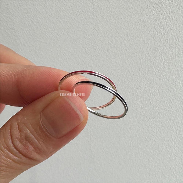 925 Sterling Silver Women Korean Circle Stripe Round Silver Rings