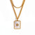 Fashion Quadrilateral Geometric Stainless Steel 18K Gold Plated Necklaces