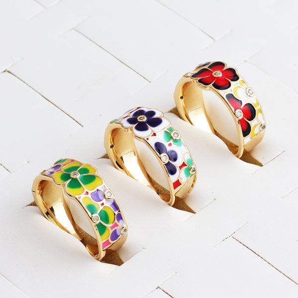 Fashion Women Metal Flower Flower Copper Rings