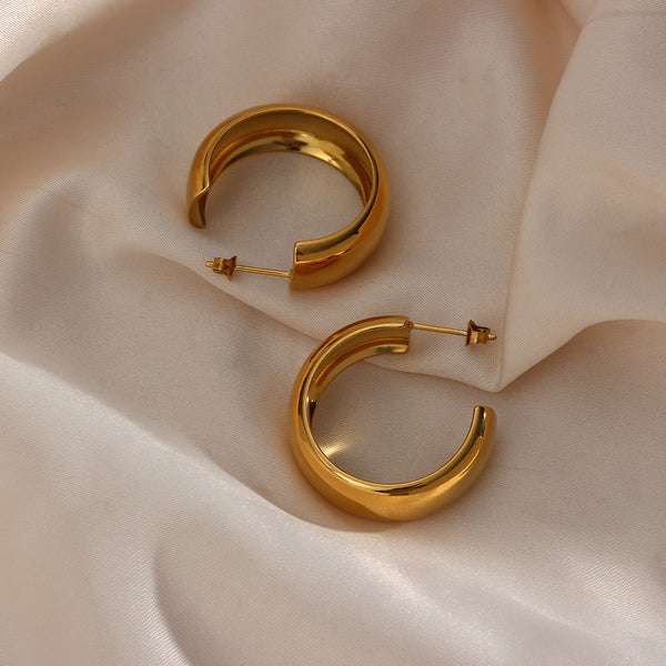 Fashion Round Geometric Stainless Steel 18K Gold Plated Earrings