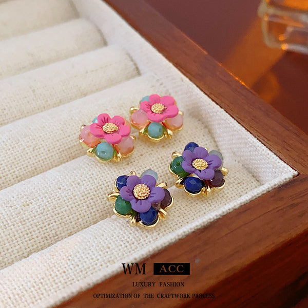 Minimalist Flower Flower Alloy Electroplating Stud Earrings