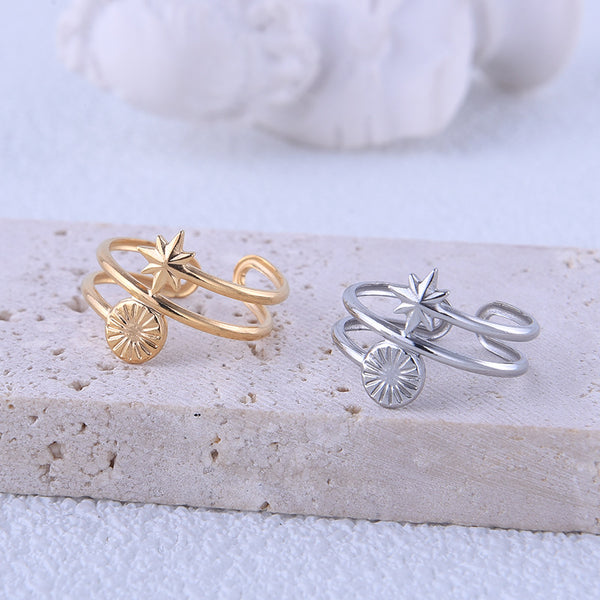 IG Style Sun Star Titanium Steel Electroplating Rings