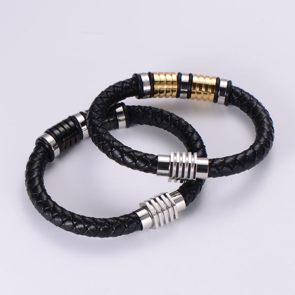 Men Metal Leather Bangles