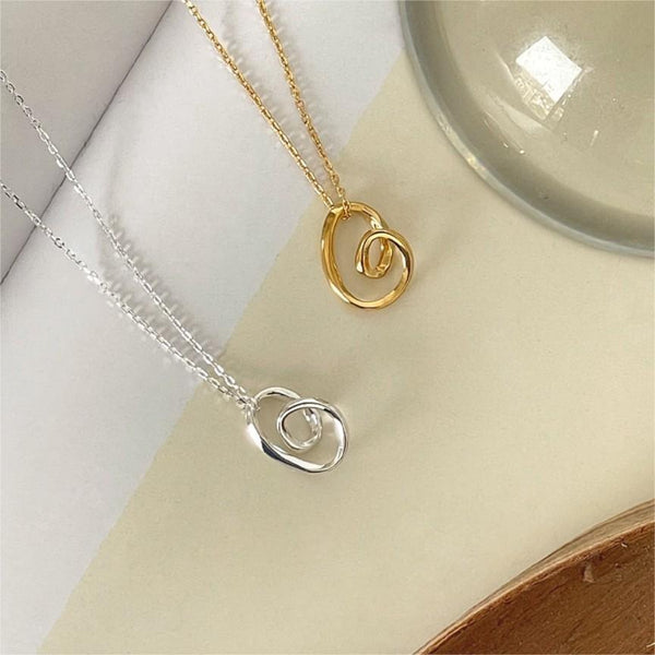 925 Sterling Silver Korean Tulip Geometric Silver Electroplating Necklaces