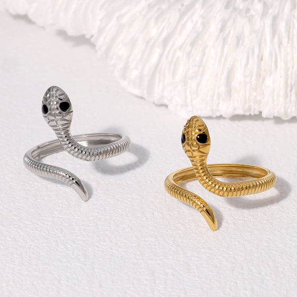 Expressive Snake Animal Chinese Zodiac Stainless Steel Electroplating Rings