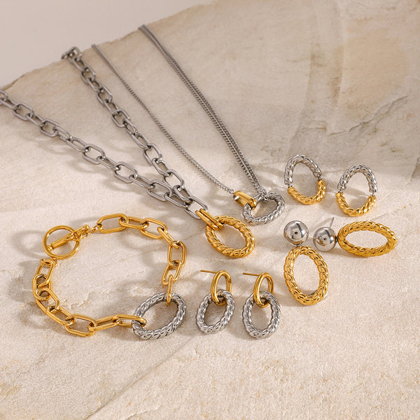 IG Style Twisted Geometric Stainless Steel Electroplating Necklaces