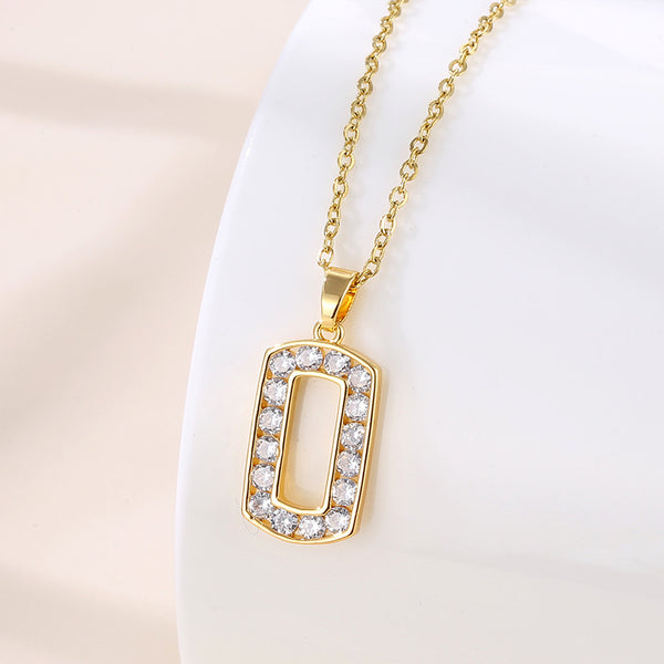 Korean Women Geometric Metal Titanium Steel Diamond Inlay Necklaces