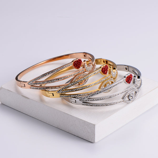 Natural Women Metal Diamond Crown Stainless Steel Bangles