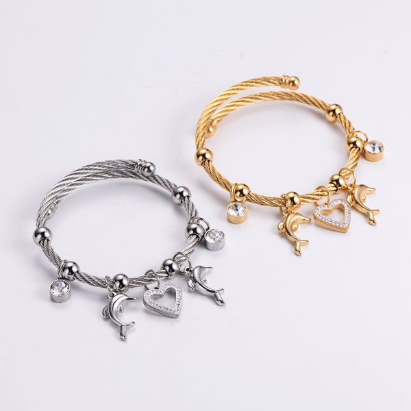 Unisex Metal Diamond Doll Titanium Steel Electroplating Bangles