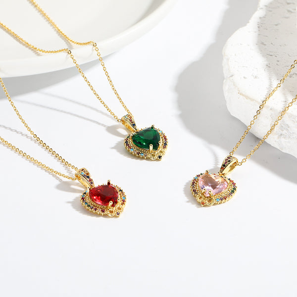 Moderate Luxury Heart Droplet Zircon Electroplating Necklaces