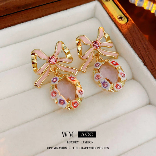 Retro Vintage Bowknot Geometric Bowknot Copper Electroplating Earrings