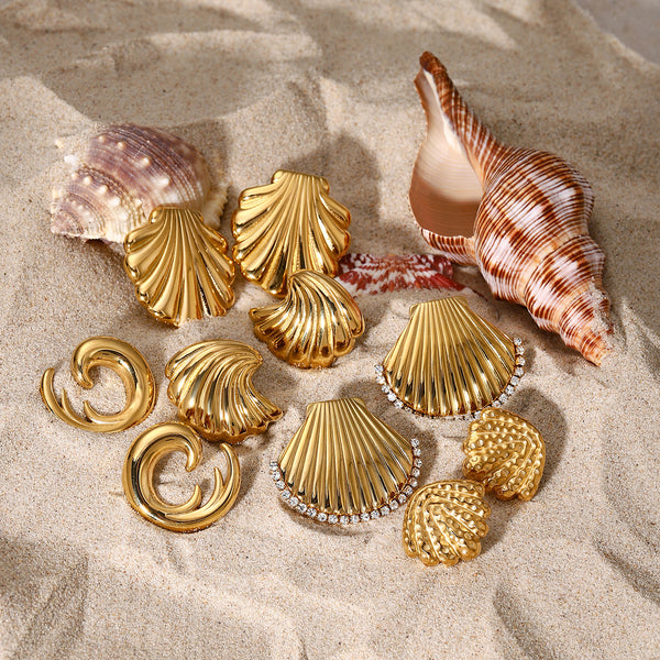 IG Style Shell Stainless Steel 18K Gold Plated Earrings