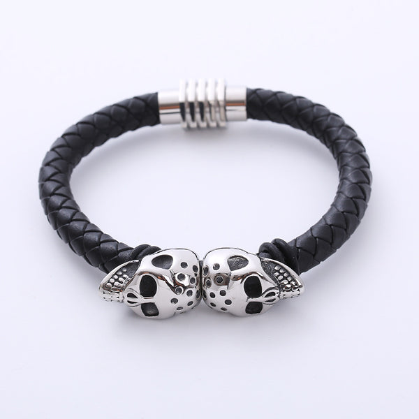 Men Skull Leather Handmade String Bracelets