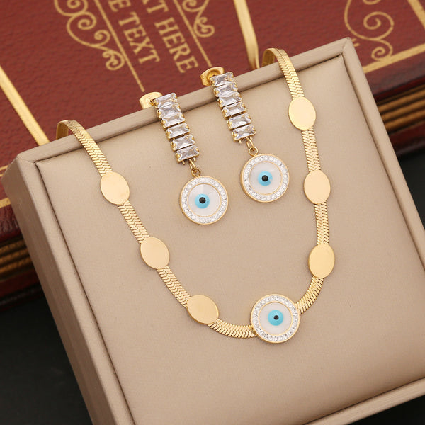 Fashion Eye Stainless Steel Oil Dripping Necklaces