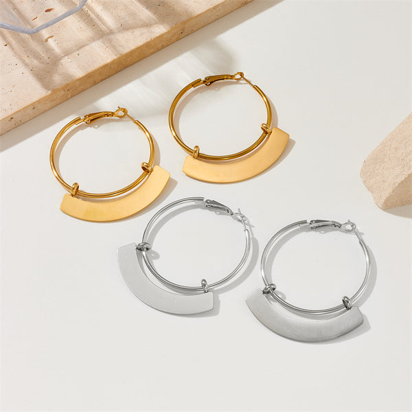 Fashion Circle Geometric Titanium Steel Electroplating Earrings