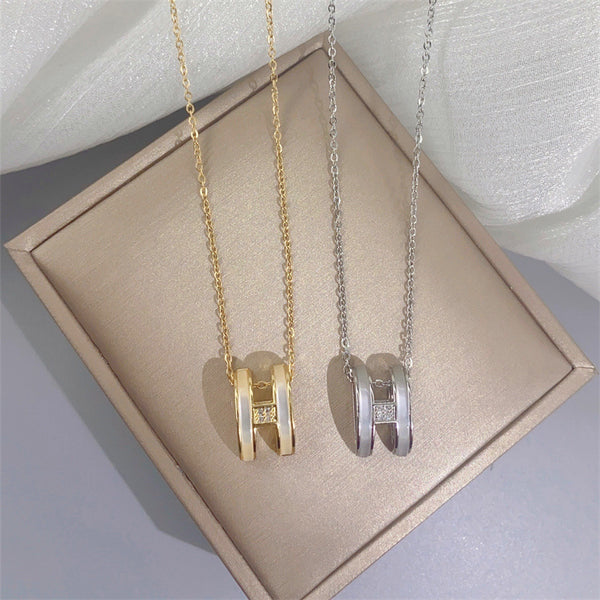 Moderate Luxury Letter Text Number Titanium Steel 18K Gold Plated Necklaces