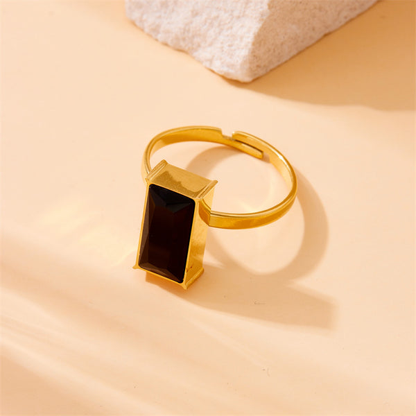 Fashion Women Square Geometric Stainless Steel Electroplating Rings