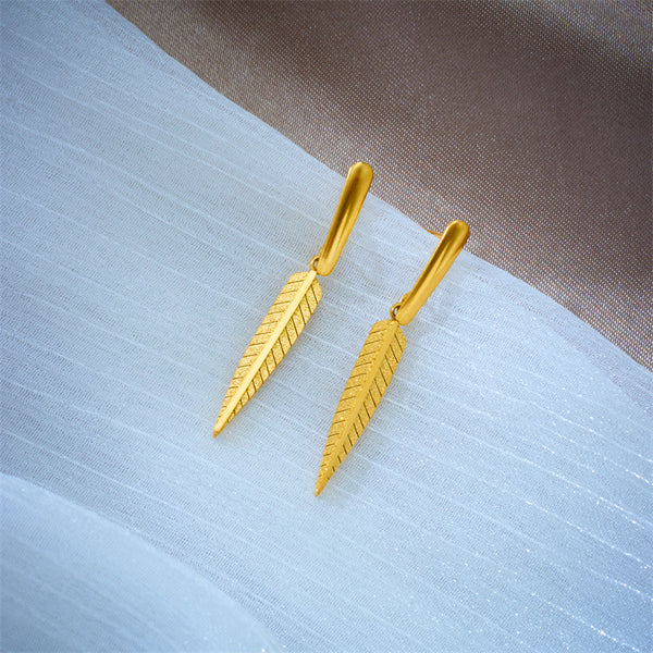 Leaf Titanium Steel Electroplating Earrings