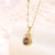 Korean Women Geometric Metal Titanium Steel Diamond Inlay Necklaces